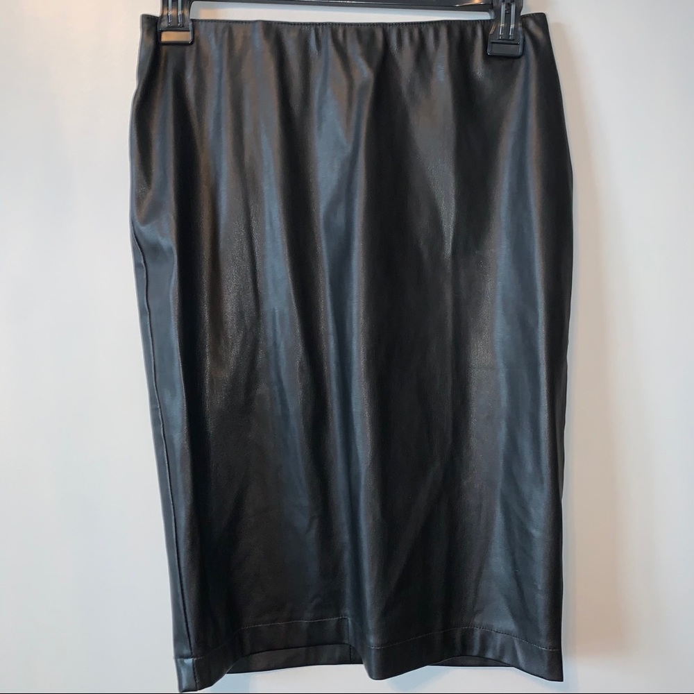 Ichi black faux leather skirt